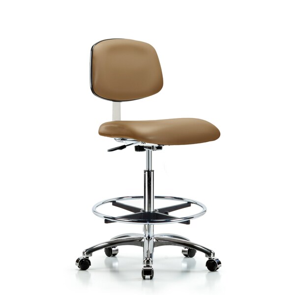 Clean Room Chair Hi Ben Chair, Vin, Chrm, CF, Cast, Taupe, CL10, 26" to 35-1/2" Height, Vinyl, Taupe