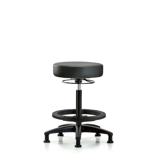 Vinyl Stool, High Bench, Foot Ring, Glides, Carbon
