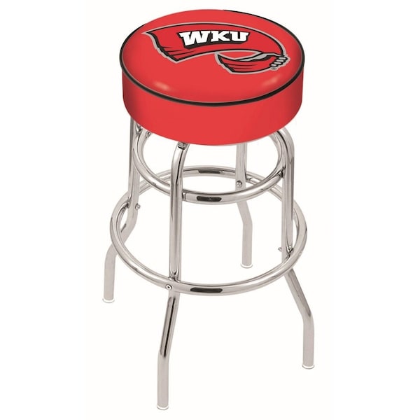 25" Western Kentucky Cushion Seat, 2-Ring Chrome Swivel Bar Stool
