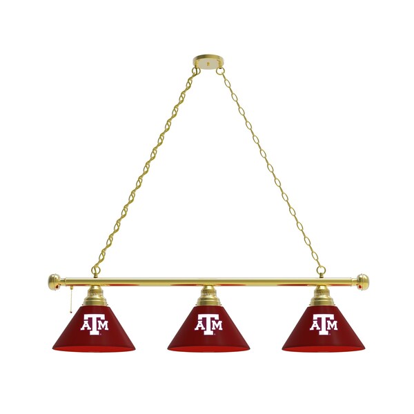 Texas A&M 3 Shade Billiard Light, Brass Fixture