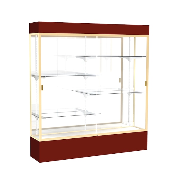 Lighted Floor Display Case 72x80x16, Mirror, Champange