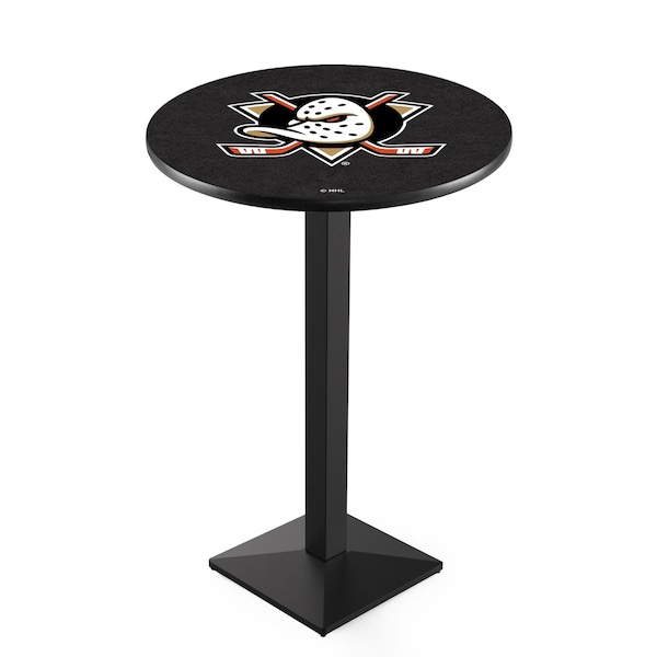 42" Blk Wrinkle Anaheim Ducks Pub Table, 36" dia. Top