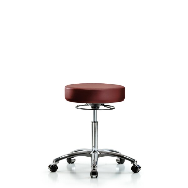 Vinyl Stool, Chrome, Med Bench, Casters, Taupe
