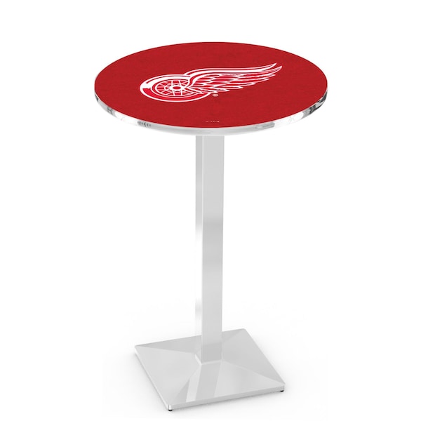 42" Chrome Detroit Red Wings Pub Table, 36" dia. Top