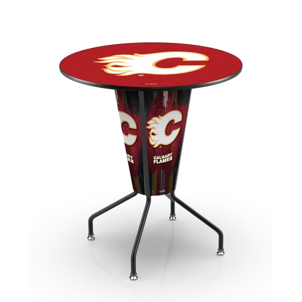 Lighted 42" Black Calgary Flames Pub Table