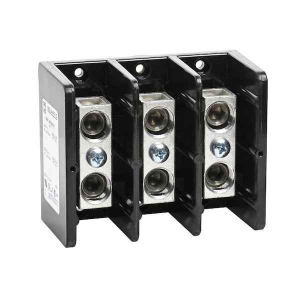 Power Distribution Block, 3 Pole, 255 A Copper, 600 V AC/DC, Surface Mount
