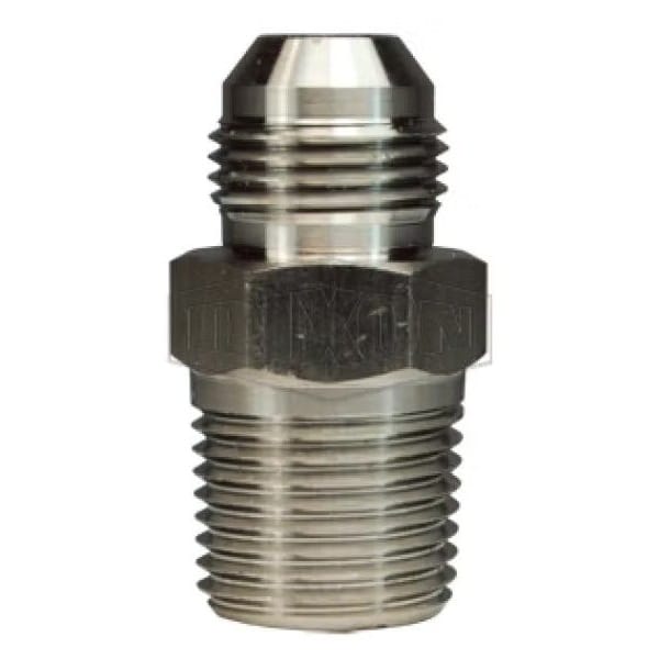 The Right Connection Flare to Pipe Adapter, 37Deg Male JIC Flare x Male NPTF End Style, 316 SS