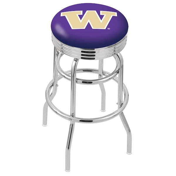 25" Chrome 2-Ring Washington Swivel Bar Stool, Accent Ring