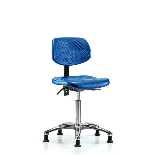 Poly Chair Chrome, Med Bench, Glides, Blue