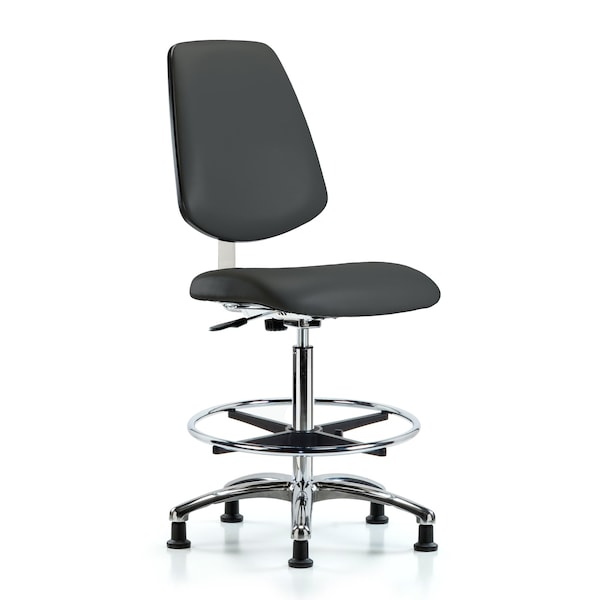 Clean Room Chair 26" to 35-1/2" Height, Vinyl, Charcoal