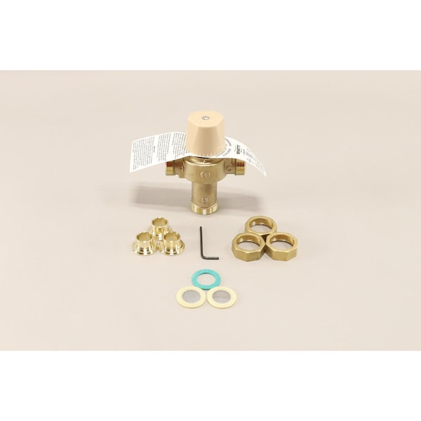 Mixing Valve, 80-120F, Solder Ends, 1/2"