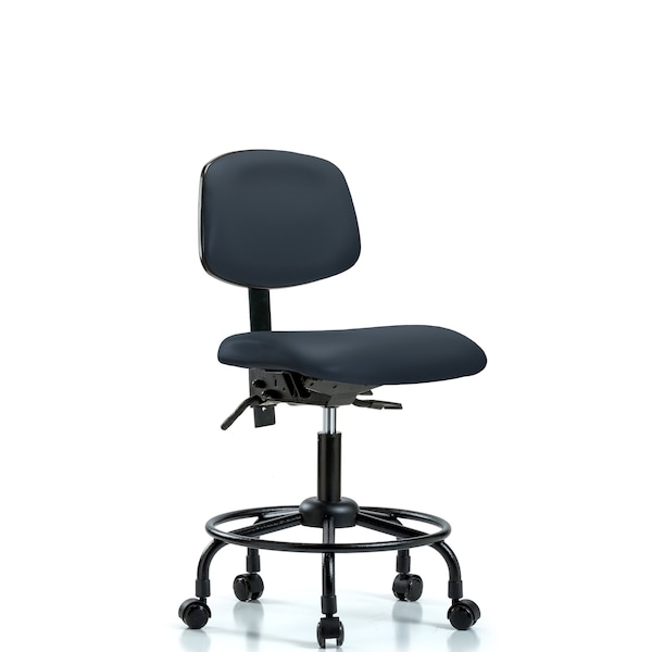 Desk Chair Desk Chair, RT Casters, Vinyl, Nav, No Arms, 21" to 26" Height, Vinyl, Imperial Blue