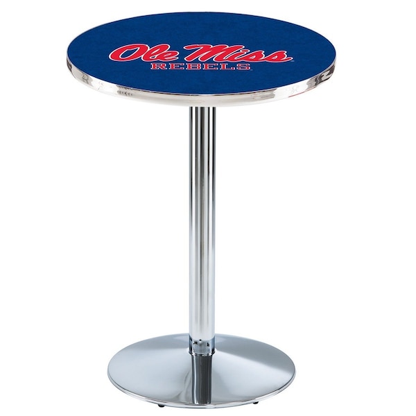 42" Chrome Ole' Miss Pub Table, 36" dia. Top