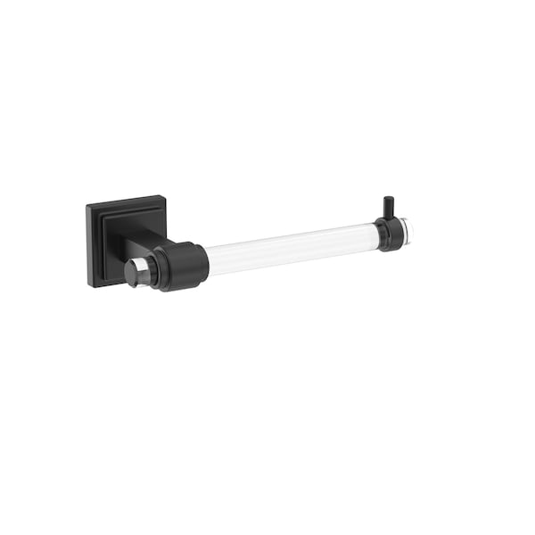 Glacio Clear/Matte Black Contemporary Single Post Toilet Paper Holder