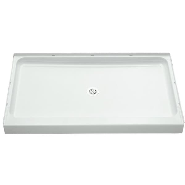 Ensemble Shower Base, 60 in L, 34 in W, 512 in H, Vikrell, White, Alcove Installation