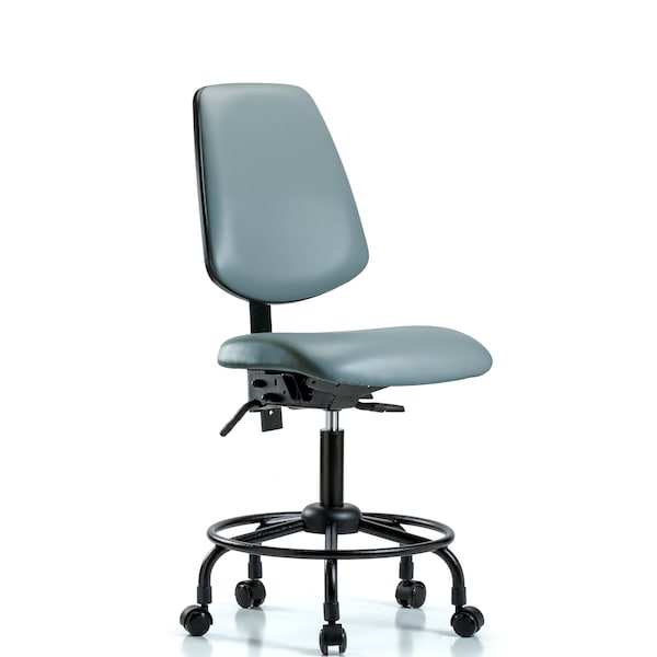 Vinyl Chair, Desk, Round Tube Base, Med Back, Casters, Storm