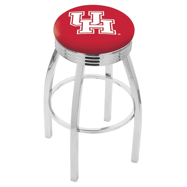 25" Chrome Houston Swivel Bar Stool, Accent Ring