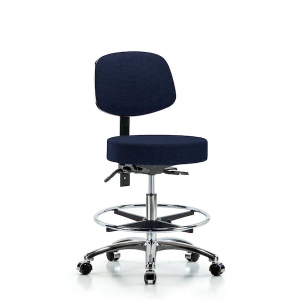 Bench Stool, Med, Fabric, Bk CF, Cast, Nav