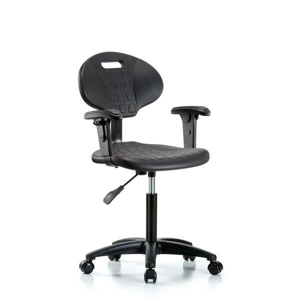 Erie Med Bench Chair, AA, Casters, 2-Way Adjustable, 19" to 27" Height, Black; Blue