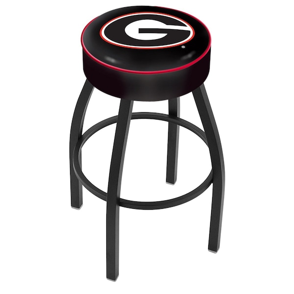 25" 4" Georgia "G" Cushion Seat, Blk Wrinkle Base Swivel Bar Stool