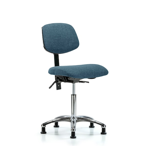 Chair, Fab, Med Bench, Chr Tilt Glides, Blu, No Arms, 22" to 29" Height, Blue