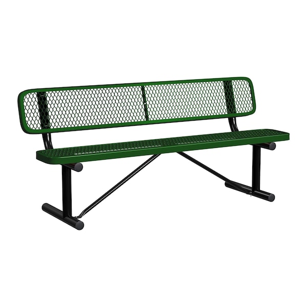 Bench/Back, Portable, 6ft., Blk/Grn