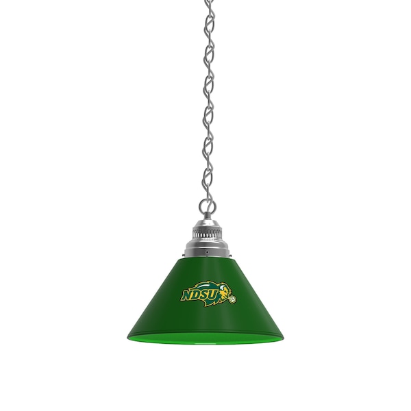 North Dakota State Pendant Light, Green Shades, Chrome Fixture