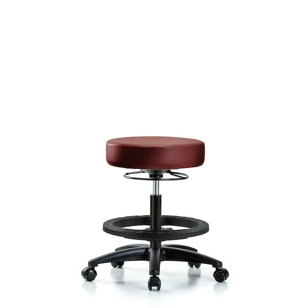 Vinyl Stool, Med Bench, Foot Ring, Casters, Taupe