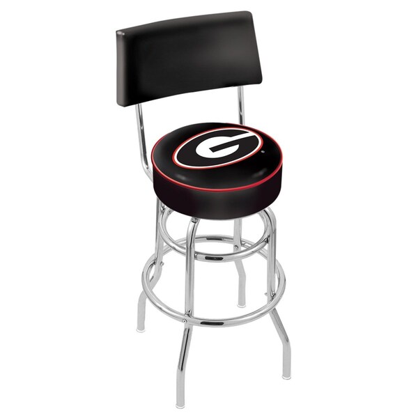 25" Chrome 2-Ring Georgia "G" Swivel Bar Stool, Back