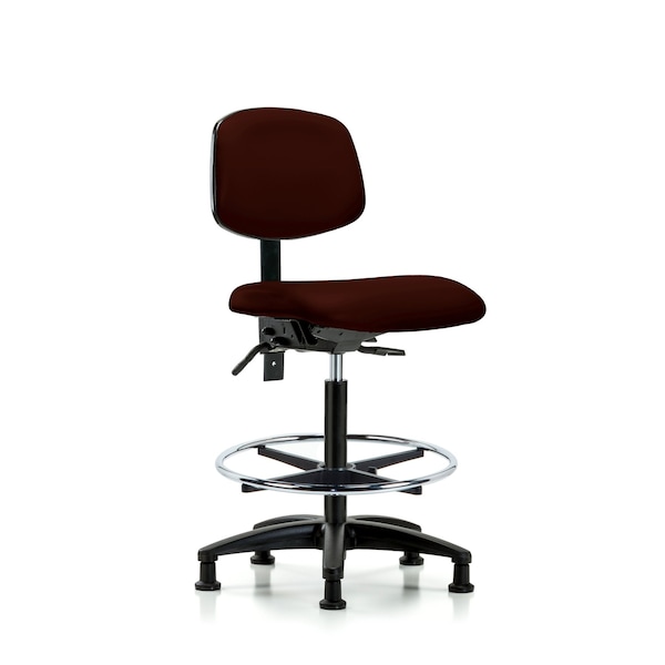 Chair, Fab, Med Bench, Chr Tilt CF Cast, Blk, No Arms, 26" to 35" Height, Burgundy