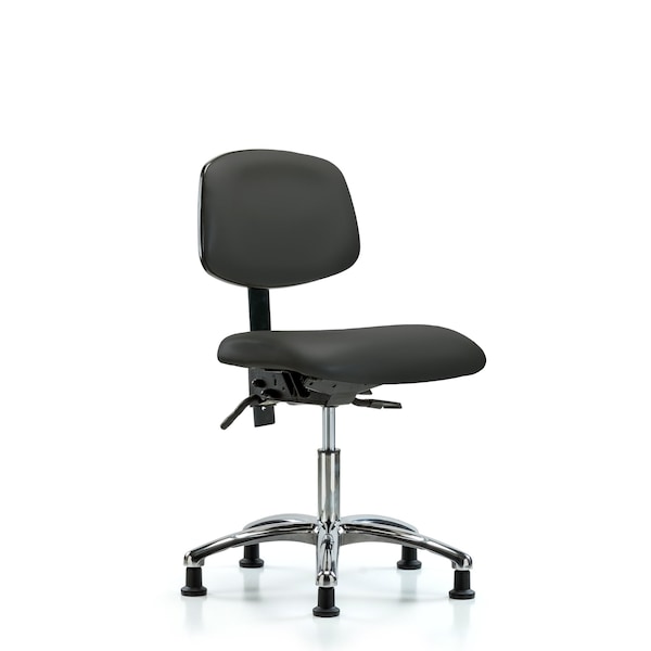 Desk Chair Desk Chair, Vinyl, Chrome Tilt Glides, Gry, No Arms, 18" to 23" Height, Vinyl, Charcoal