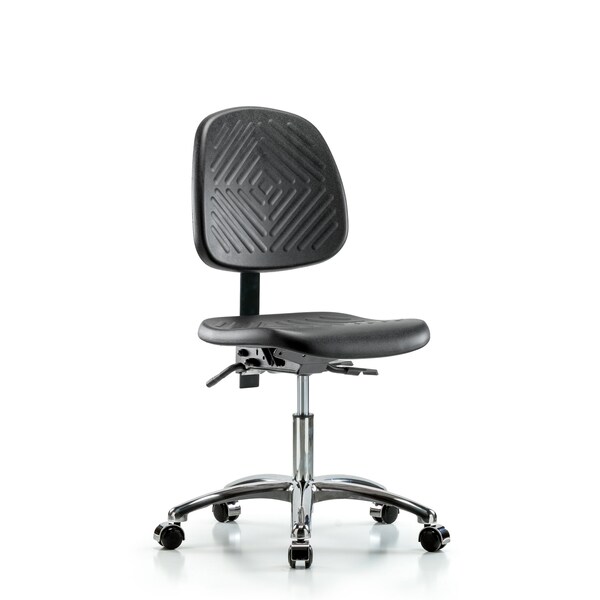 Desk Chair Desk Chair, Poly, Chrome, Tilt Casters, No Arms, 17" to 22" Height, Black; Blue