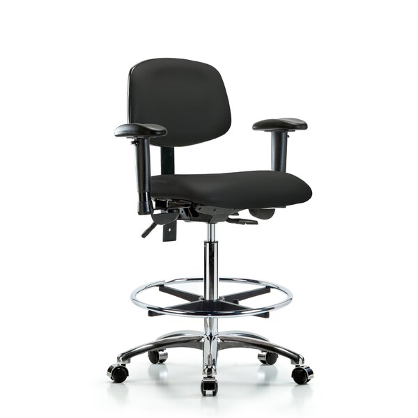 Chair, Vin, Hi Bench, Chr AA CF Casters, Blk, 6-Way Adjustable, 26" to 35-1/2" Height, Black