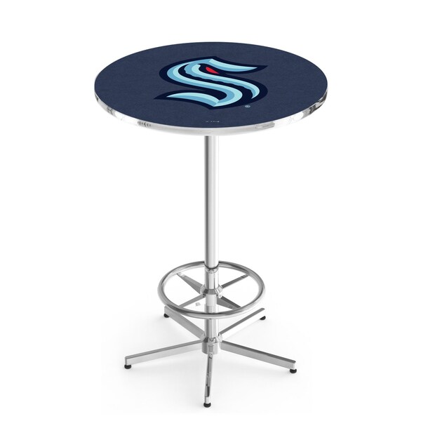 42" Chrome Seattle Kraken Pub Table with 36" dia. top