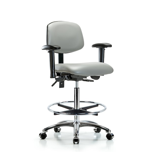 High Bench Chair Chair, Vin, Hi Ben, Chr Tilt AA CF Cast, Dov, Adjustable Arms, 26" to 35-1/2" Height