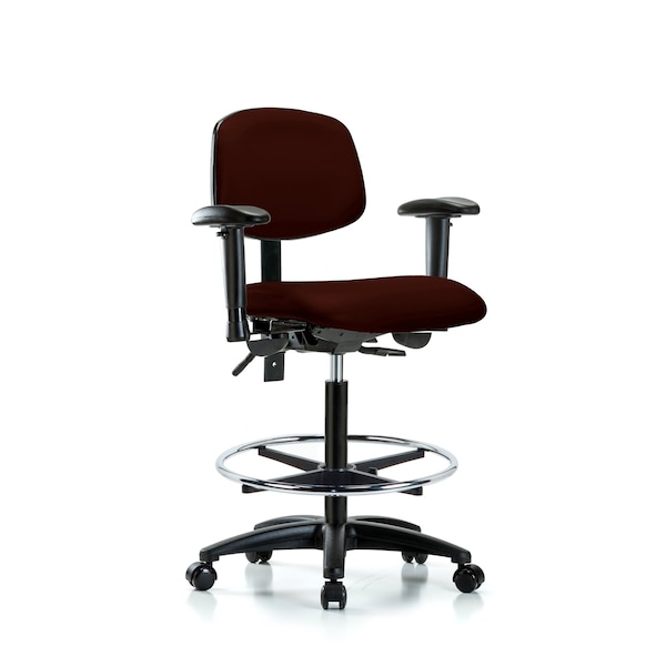 Chair, Fab, Med Bench, Tilt AA Glides, Nav, 6-Way Adjustable, 26" to 35" Height, Burgundy
