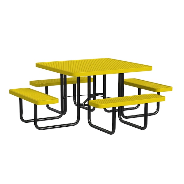 Square Portable Picnic Table, Yellow, 46 in L