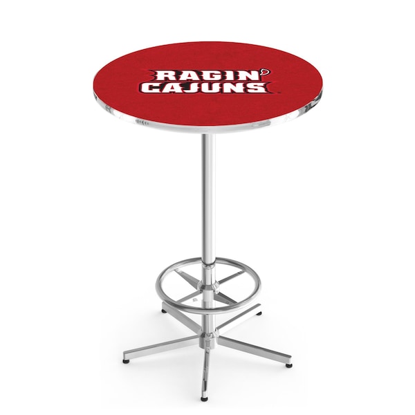 42" Chrome Louisiana-Lafayette Pub Table, 36" dia. Top
