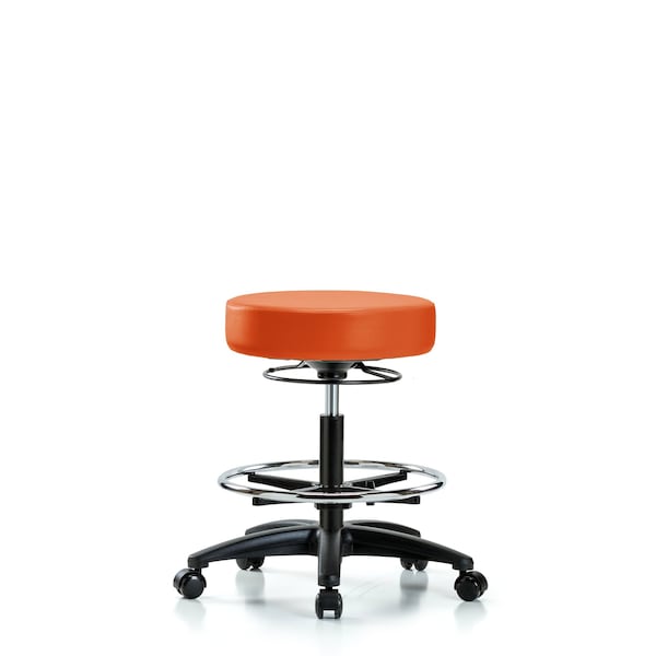 Vin Stool without Back-Medium Bench Ht with Chr Foot Ring and Casters in Orange Kist Trailblazer Vin