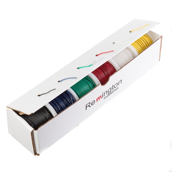 22 AWG Gauge UL1061 Stranded Hook Up Wire Kit, 300V, 0051 Diameter, 100 ft Length Each, 6 Colors