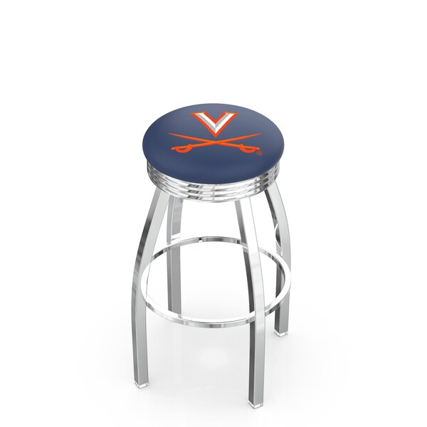 25" Chrome Virginia Swivel Bar Stool, Accent Ring