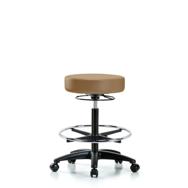 Bench Stool, Hi, Vinyl, CF, Casters, Taupe