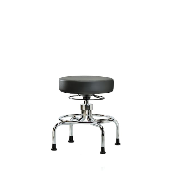 Vinyl Screw-Lift Stool, Med Bench, Glides, Carbon