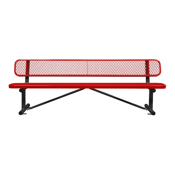 Bench/Back, Surface Mount, 8ft., Red