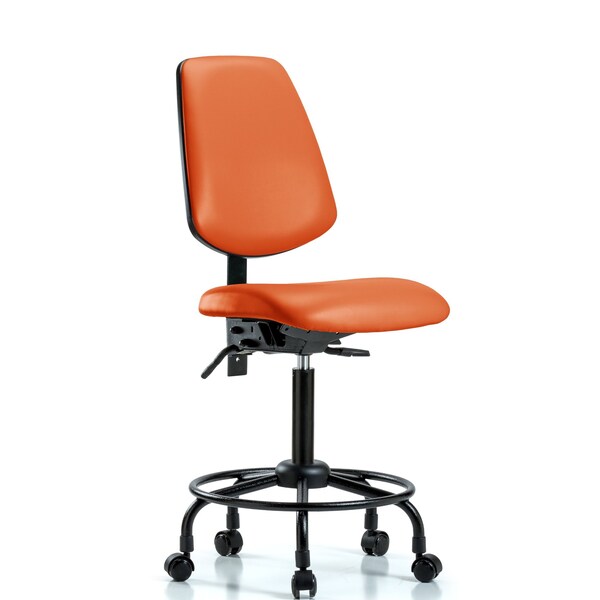 Medium Bench Chair No Arms, 23" to 31" Height, Vinyl, Orange Kist