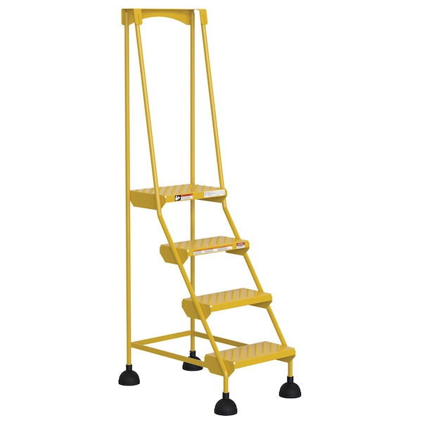 72.9375 H Steel Commercial Spring Loaded Rolling Ladder, 4 Steps