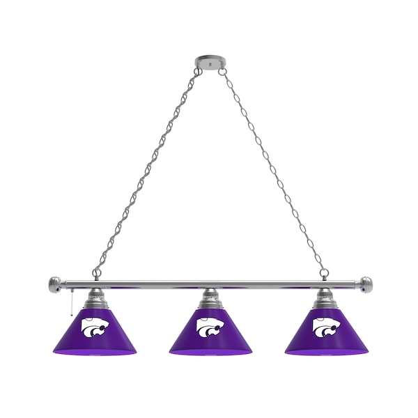 Kansas State 3 Shade Billiard Light, Chrome Fixture