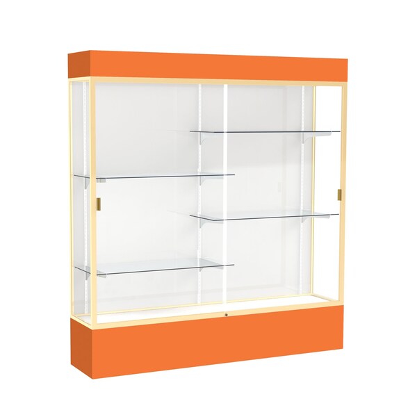Lighted Floor Display Case 72x80x16, White, Champange