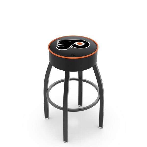 25" Philadelphia Flyers Cushion Seat, Blk Wrinkle Base Swivel Bar Stool