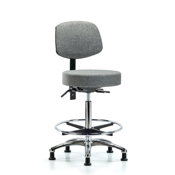 Ben Stool, Hi, Fab, Bk Chrome, CF Glides, Gry